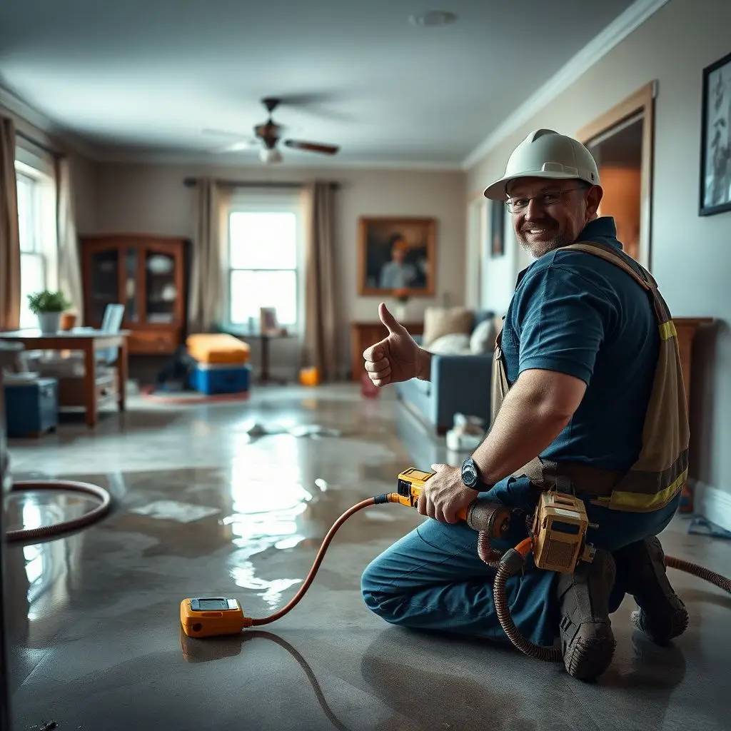 An experienced technician using a professional moisture meter to check for dampness behind drywall in a Windsor Heights home.